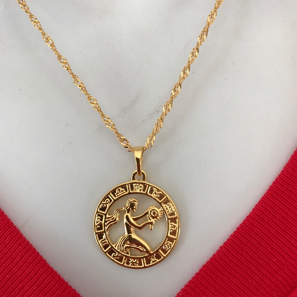 Virgo Zodiac Sign 18K GF Necklace